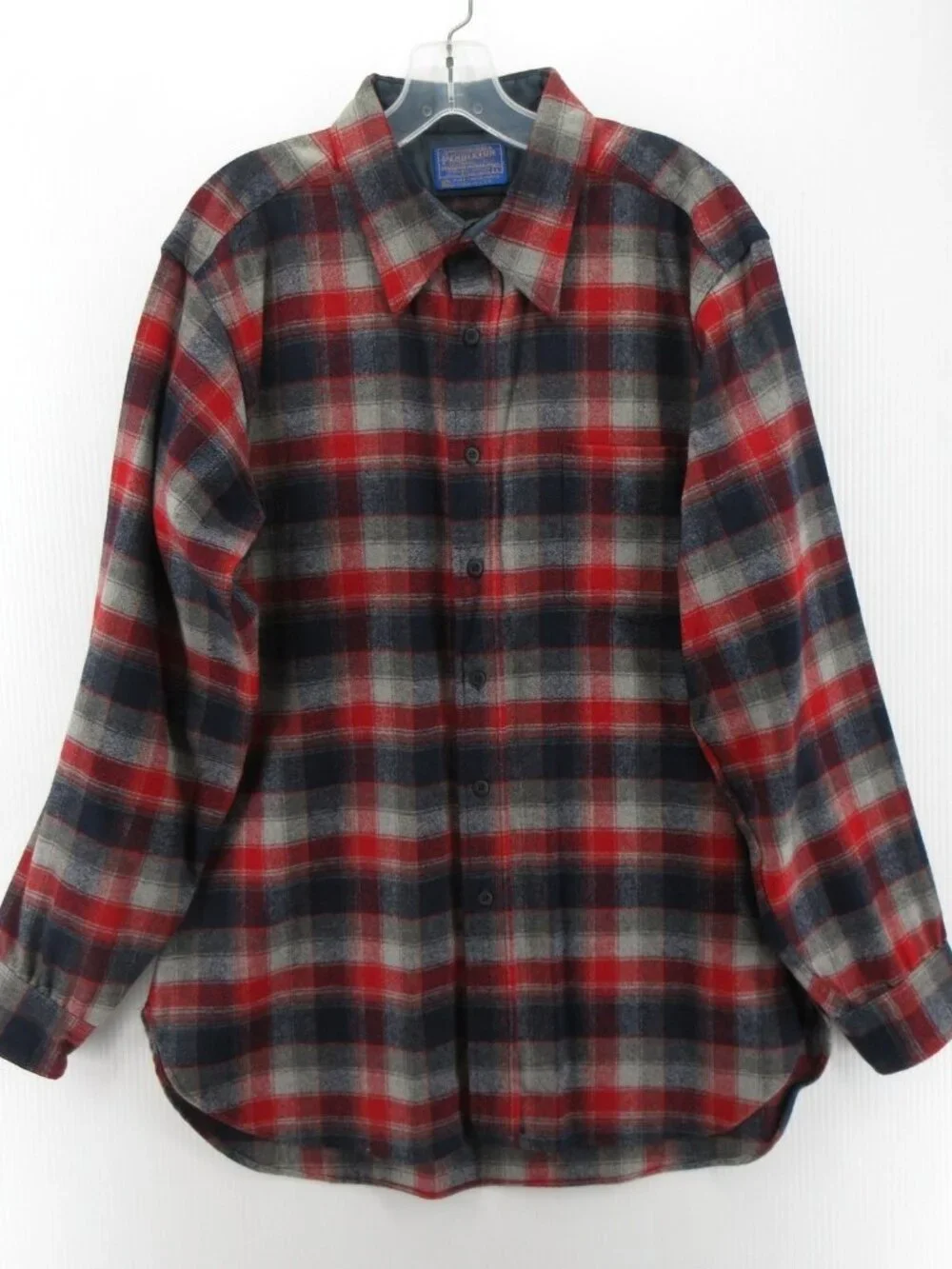 VINTAGE Pendleton Shirt Large Wool Flannel Plaid Heritage 70s 80s USA